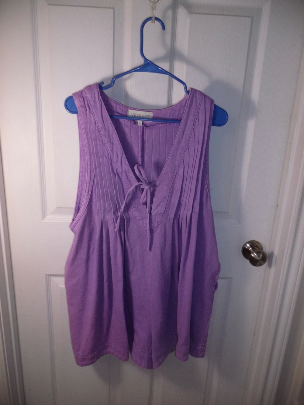 Veveret Lavender Tie-Front Sleeveless Romper w/ Pockets NWOT